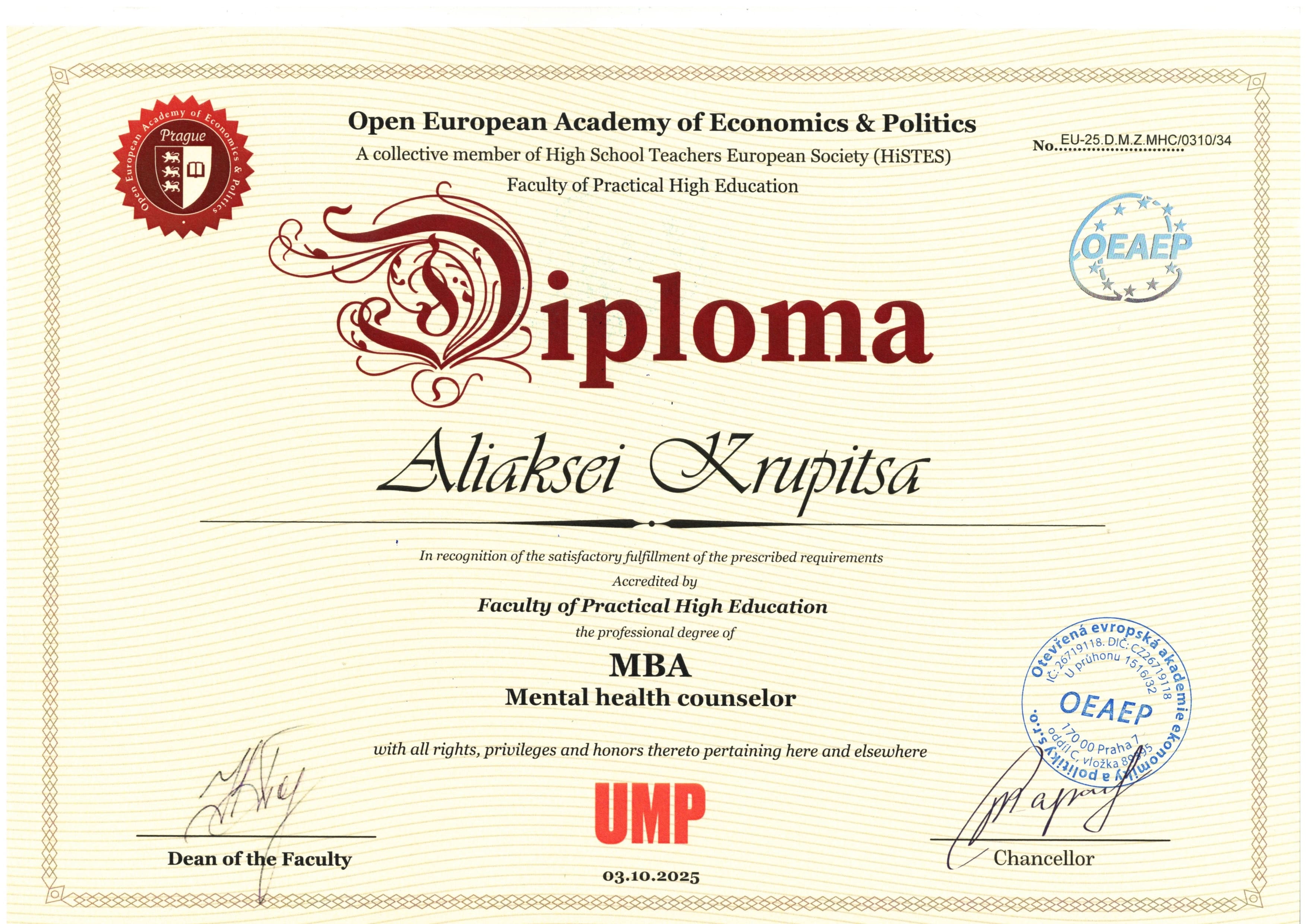 MBA Mental Health Counselor
